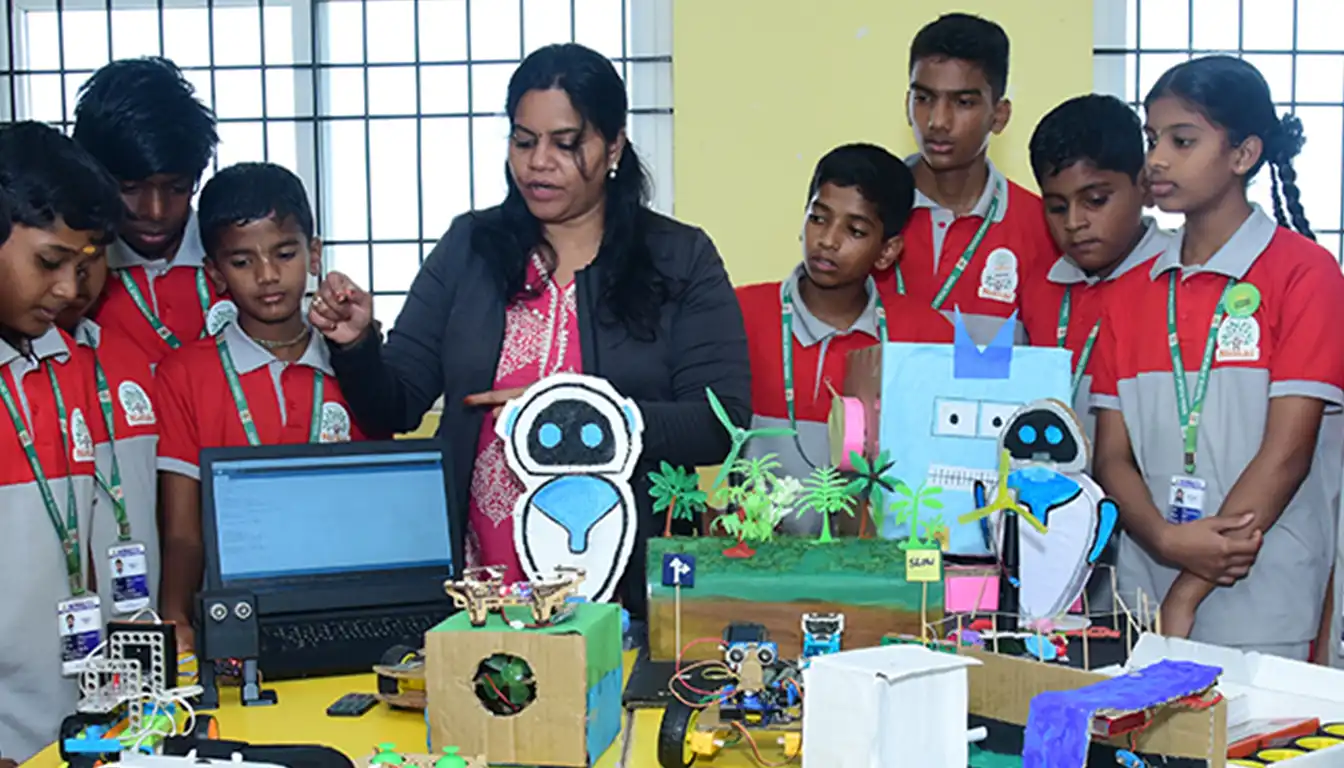 Students learning robotics and STEM activities